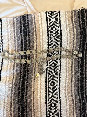 Boho Silver Concho Belt with Floral Medallion